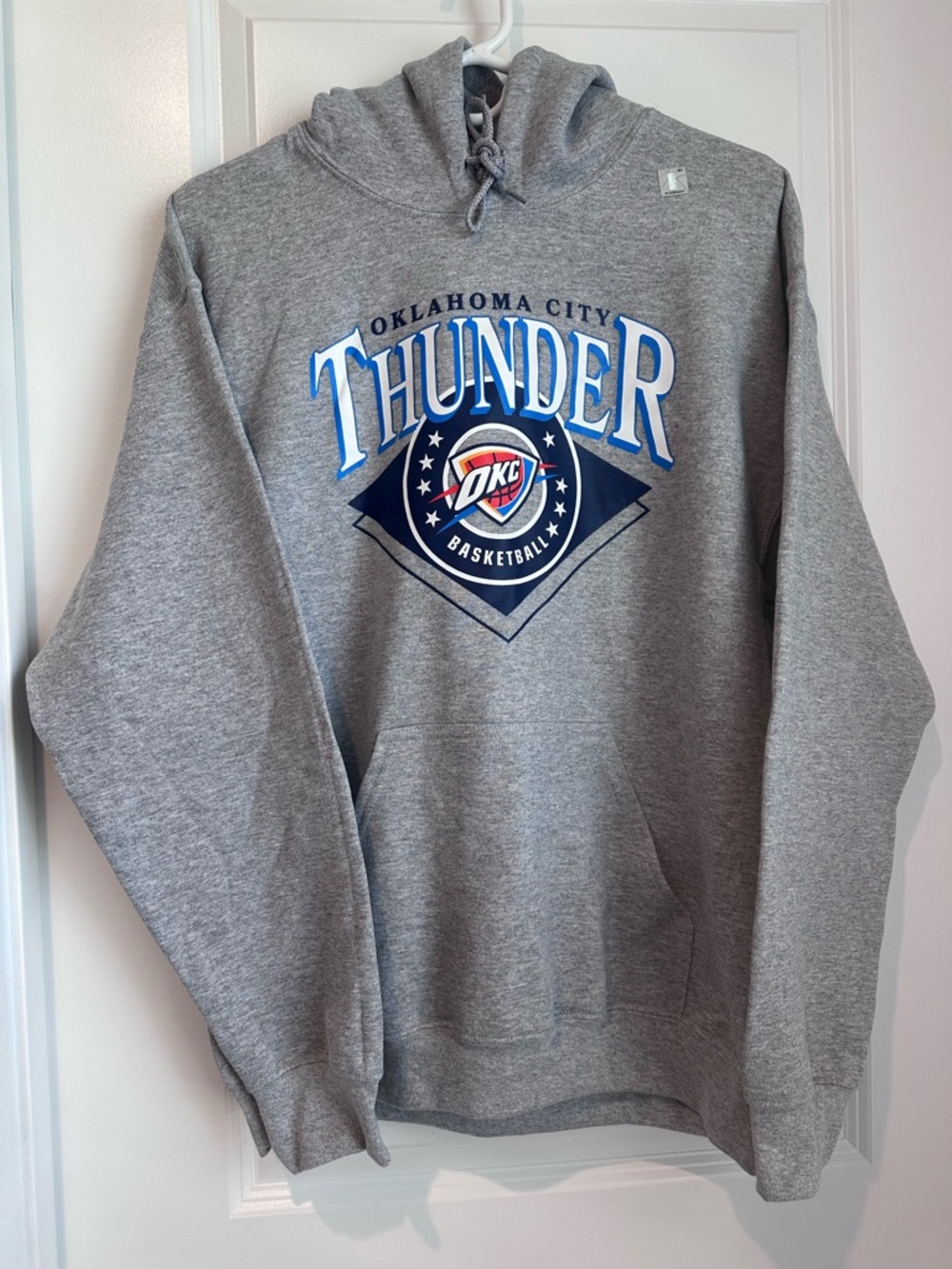 Oklahoma City Thunder Logo - Gray Adult Fleece NBA pullover hood, size M